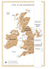 Travel Map UK & Ireland Small White