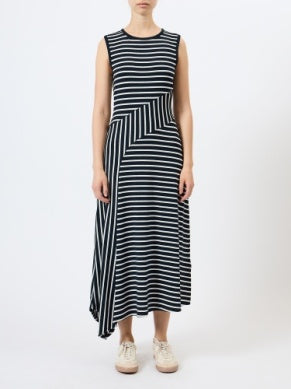 French Connection Kyra Jersey Striped Sleeveless Midi Dress Navy/Summer White