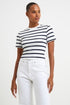 French Connection Rallie Cotton Stripe Tee Stripe S White/Marin