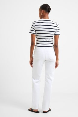 French Connection Rallie Cotton Stripe Tee Stripe S White/Marin
