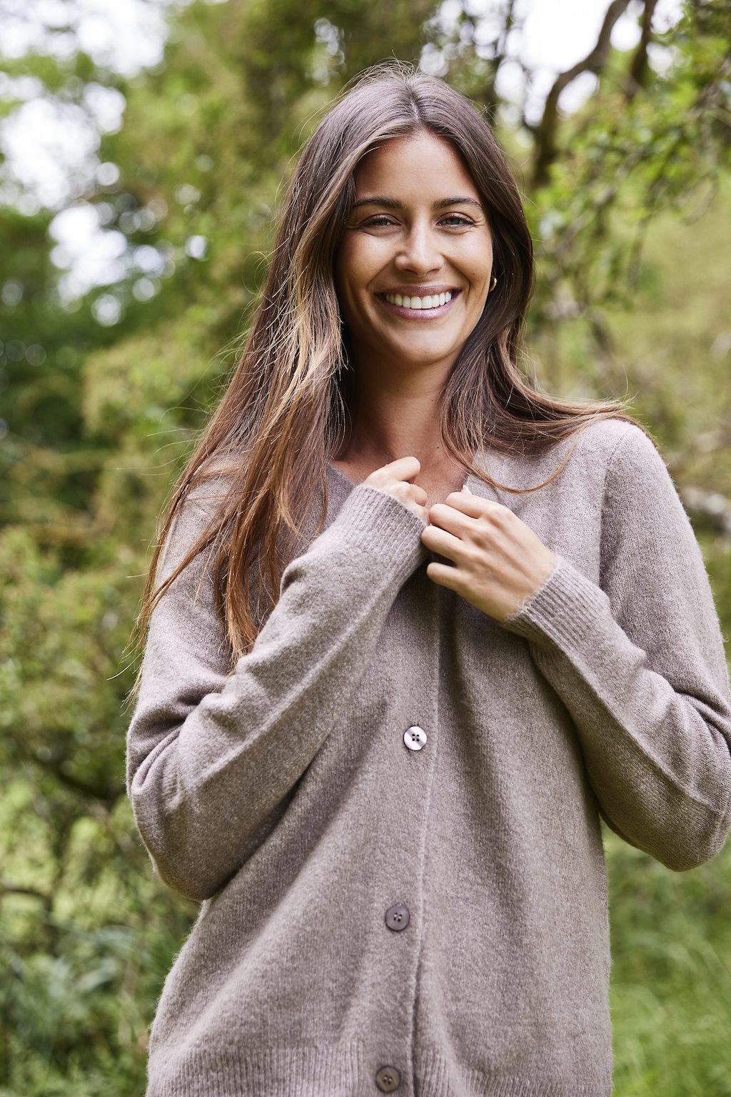 Fransa Ellis Cardigan Walnut Melange