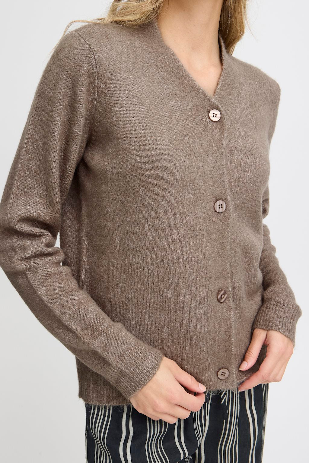 Fransa Ellis Cardigan Walnut Melange