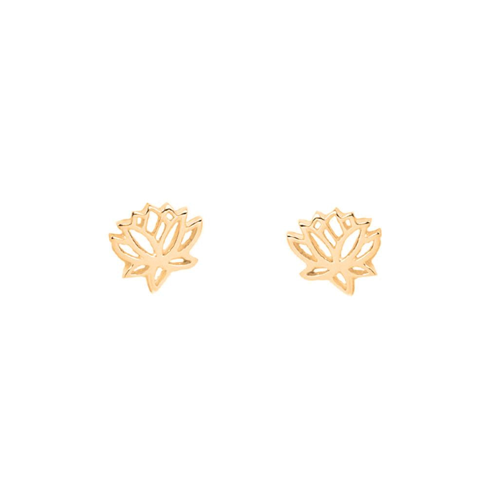 Mantra Lotus Earrings Yellow Gold Plated | Sterling Silver