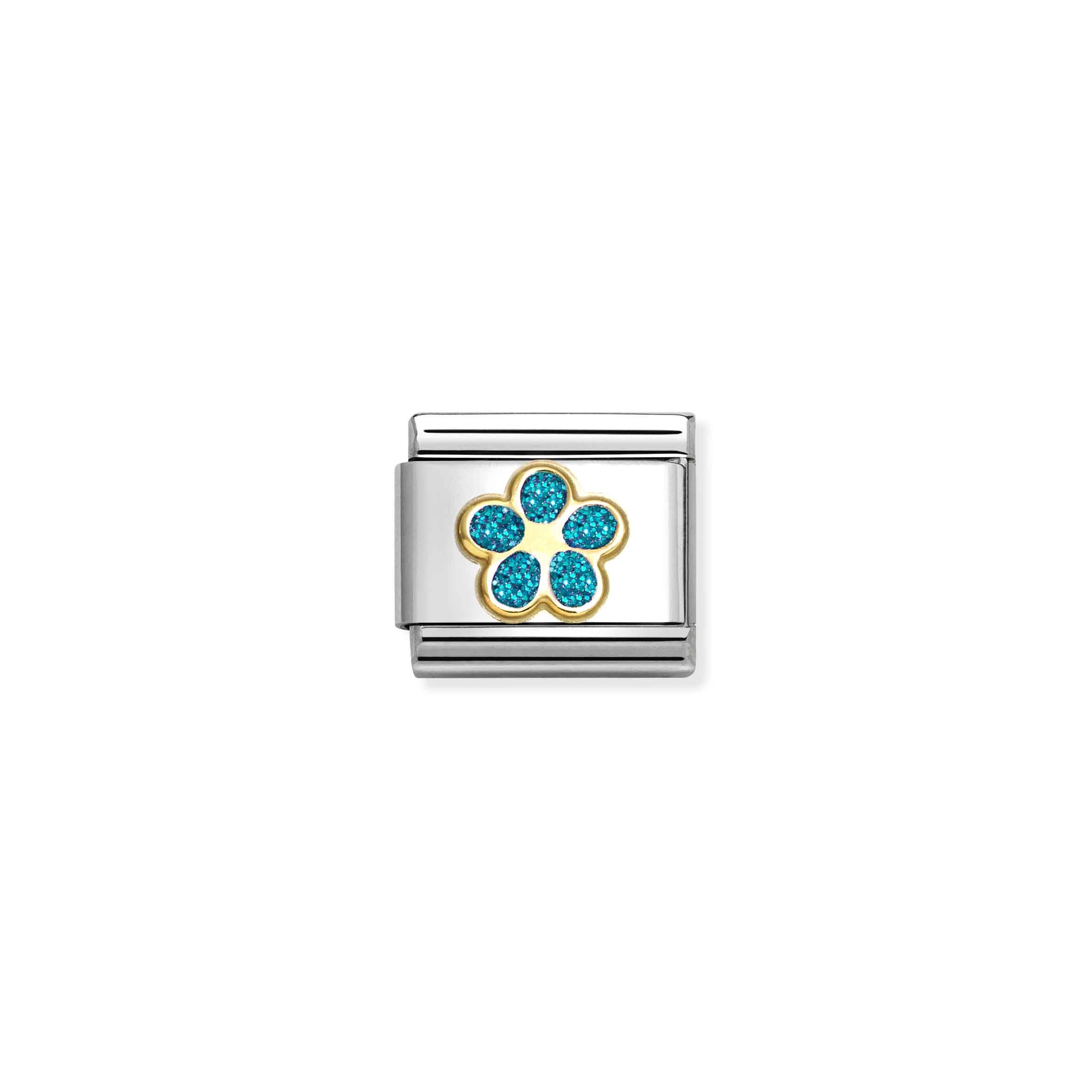 Nomination Yellow Gold Turquoise Glitter Flower Charm