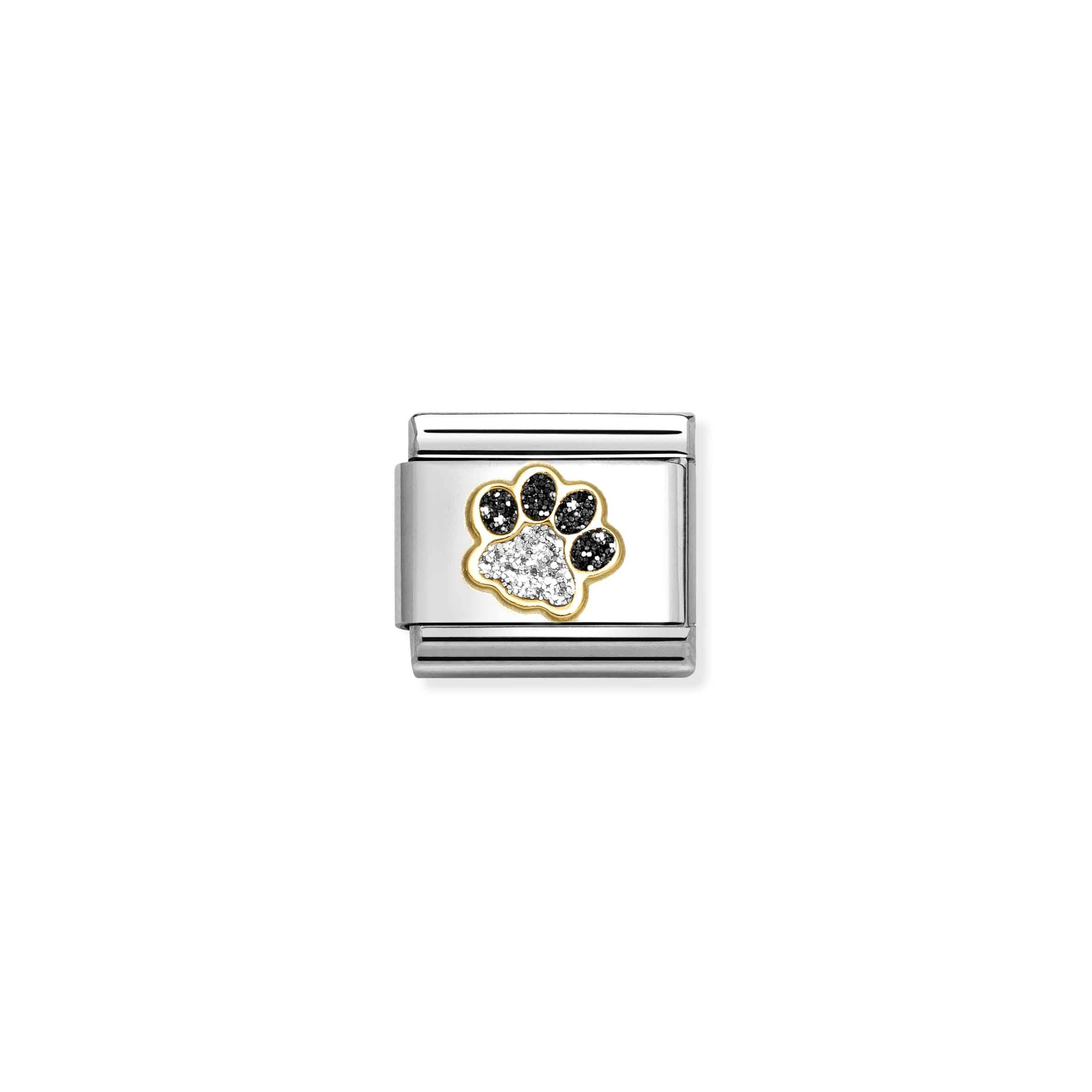 Nomination Yellow Gold Pawprint Glitter Charm