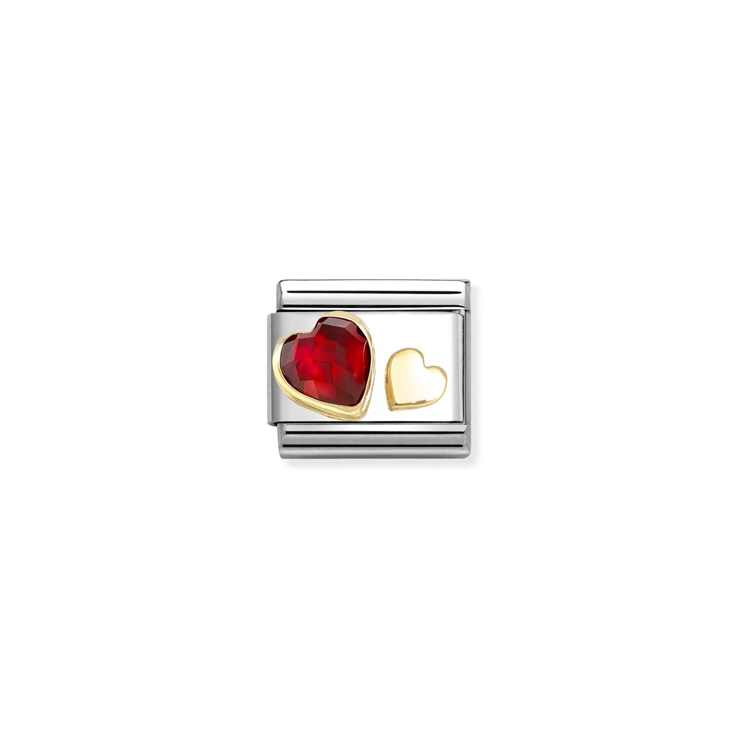 Nomination Yellow Gold Faceted Red Heart Charm