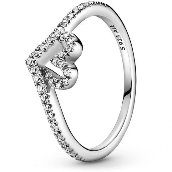 Pandora Sparkling Heart Wishbone Ring