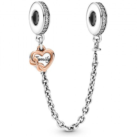 Pandora Heart and infinity sterling silver and Pandora Rose safety chain with clear cubic zirconia 789541C01-05
