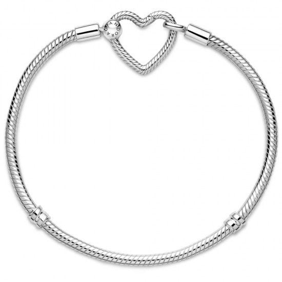 Pandora Moments Heart Closure Snake Chain Bracelet