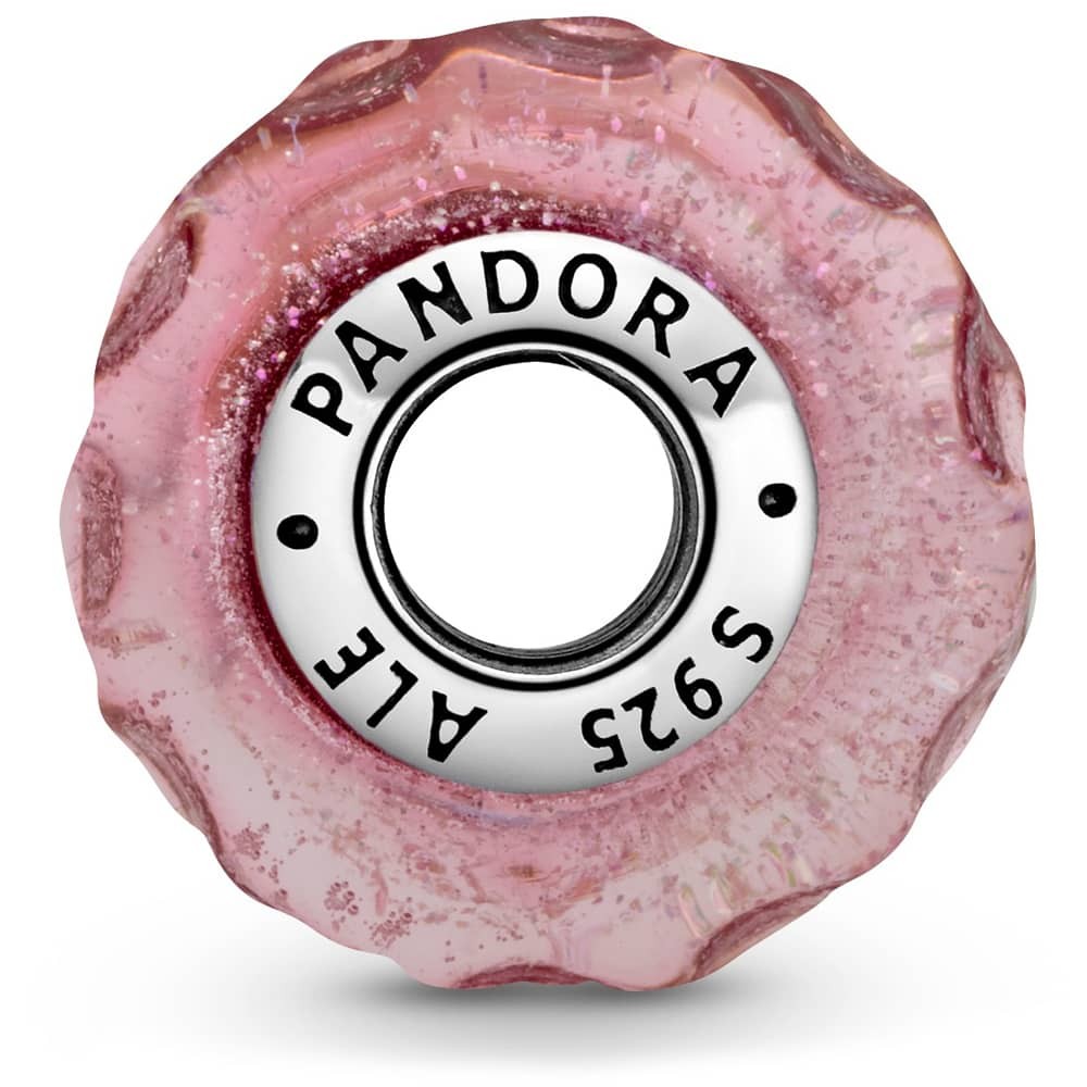 Pandora Wavy Fancy Pink Murano Glass Charm