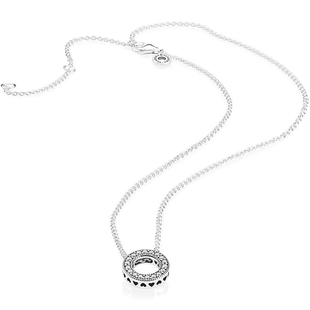 Pandora Logo Pave Circle Collier Necklace