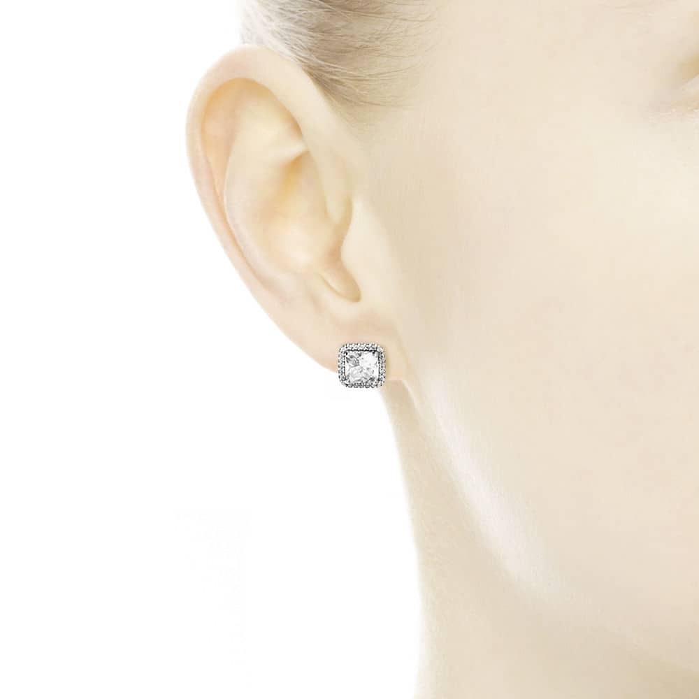 Pandora Square Sparkling Halo Stud Earrings