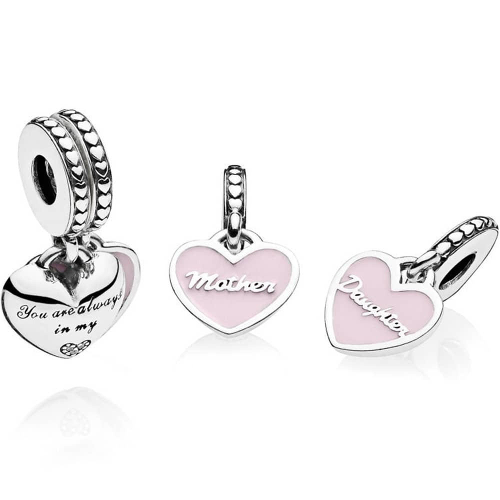 Pandora Mother and Daughter Split Hearts Dangle Family Charm