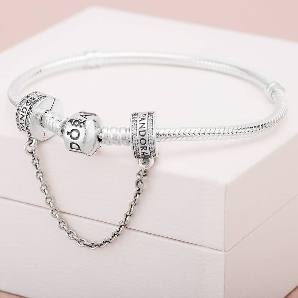 Pandora Logo Safety Chain Clip Charm