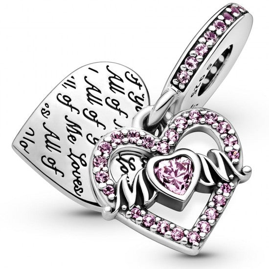 Pandora Pink Heart and Mum Family Dangle Charm