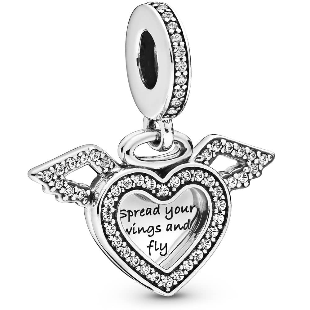 Pandora Heart and Angel Wings Dangle Charm 798485C01