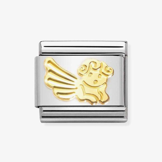 Nomination Yellow Gold Etched Detail Angel Charm