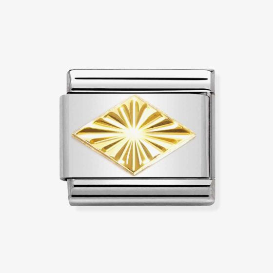 Nomination Yellow Gold Etched Detail Rhombus Charm