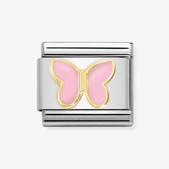 Nomination Yellow Gold Pink Butterfly Charm