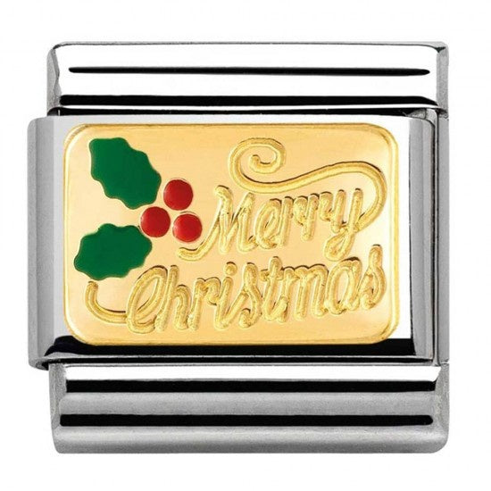 Nomination Yellow Gold Merry Christmas Charm