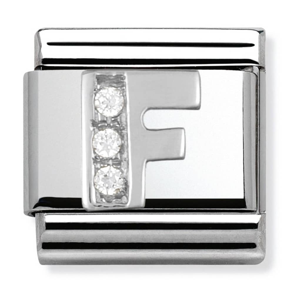 Nomination Silver CZ Initial F Charm