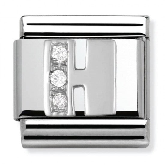 Nomination Silver CZ Initial H Charm
