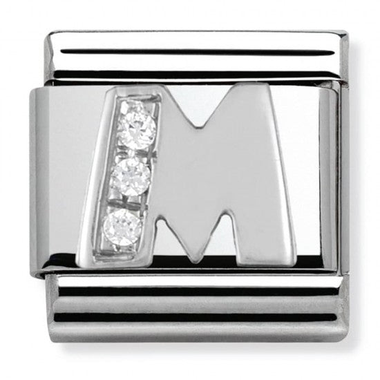Nomination Silver CZ Initial M Charm