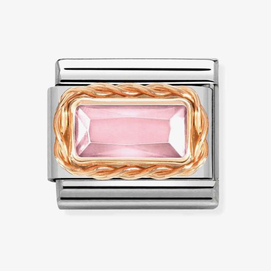 Nomination Composable Classic Faceted Baguette Charm, Pink CZ