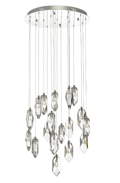 Dar Crystal 18 Light Cluster CRY1850 Pendant Polished Chrome And Crystal