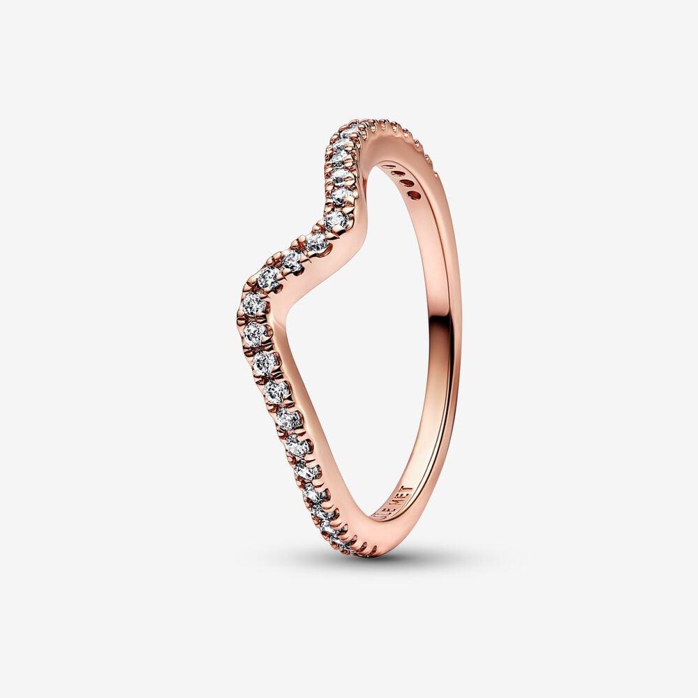 Pandora Rose Sparkling Wave Ring