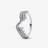 Pandora Sparkling Asymmetric Wave Ring