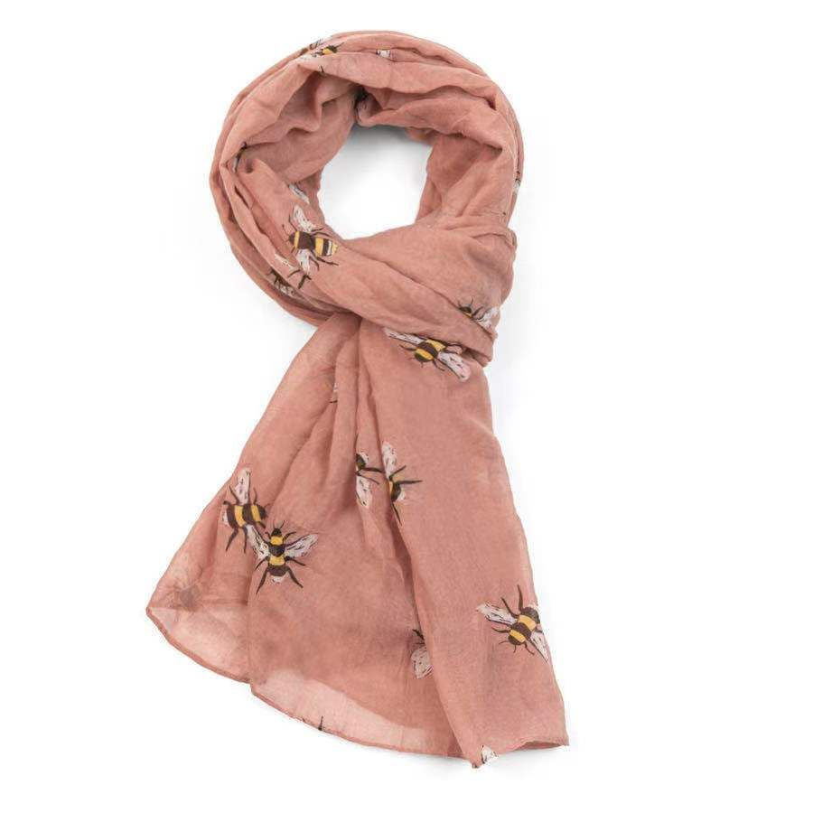 Bees Scarf Dusky Pink