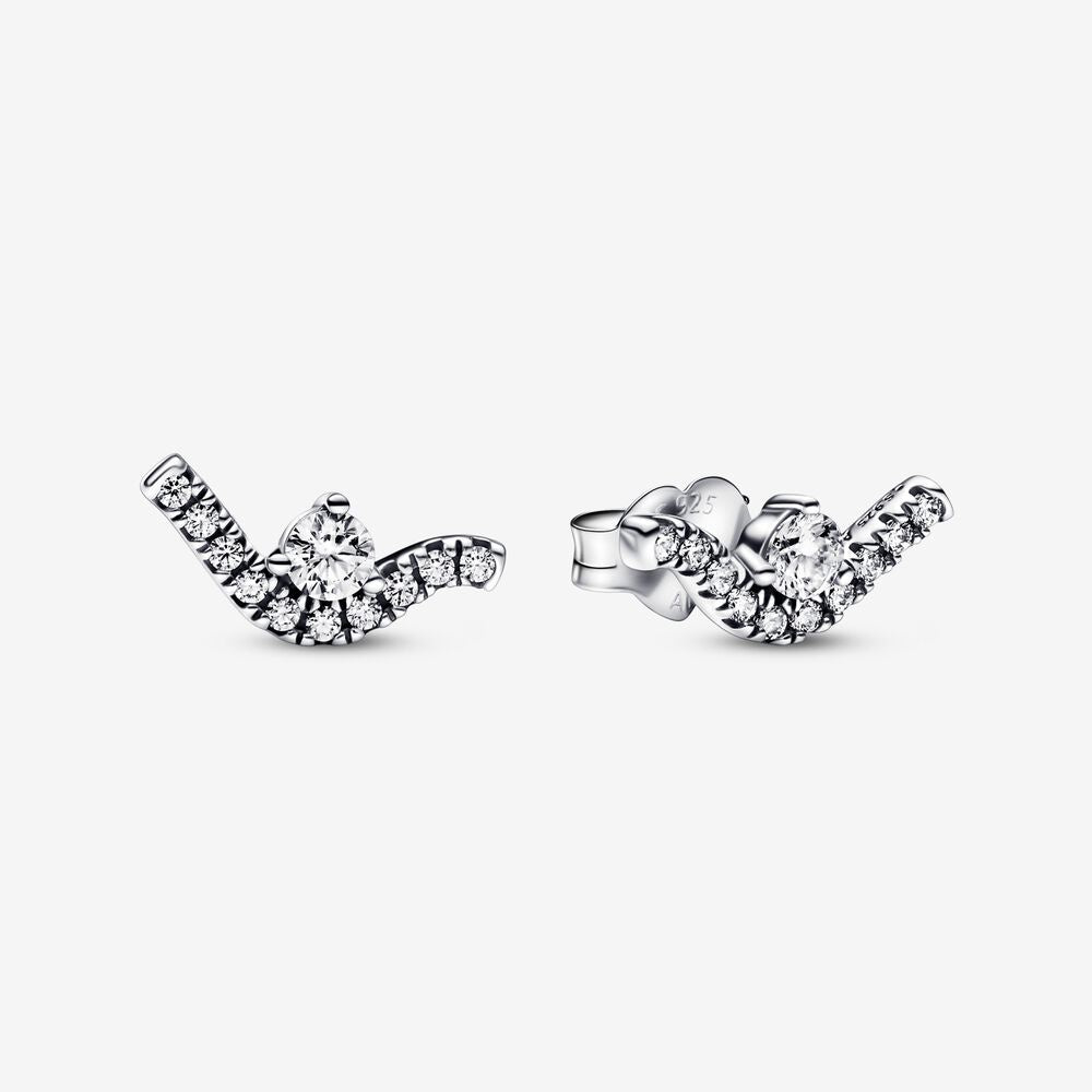 Pandora Sparkling Wave Stud Earrings