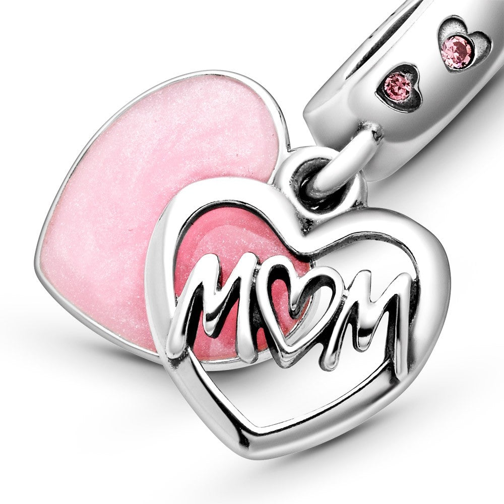 Pandora Mum Script Heart Dangle Charm