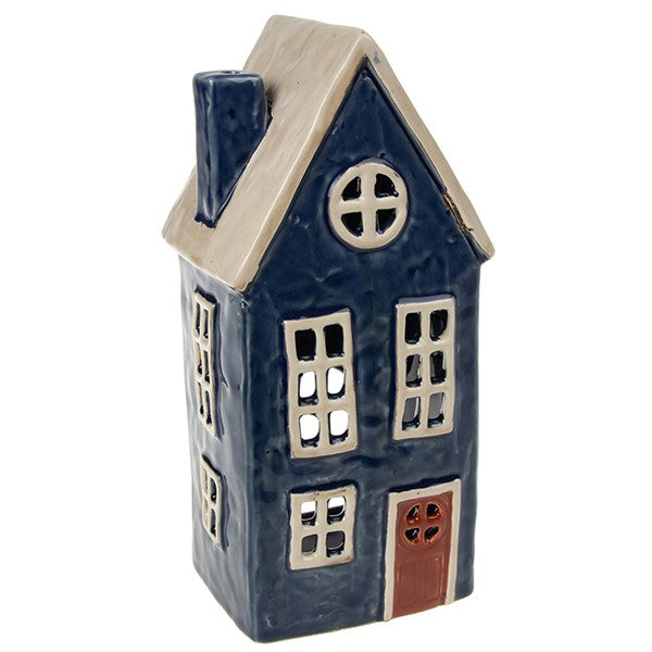 Village Pottery Tall Cottage Navy Tealight