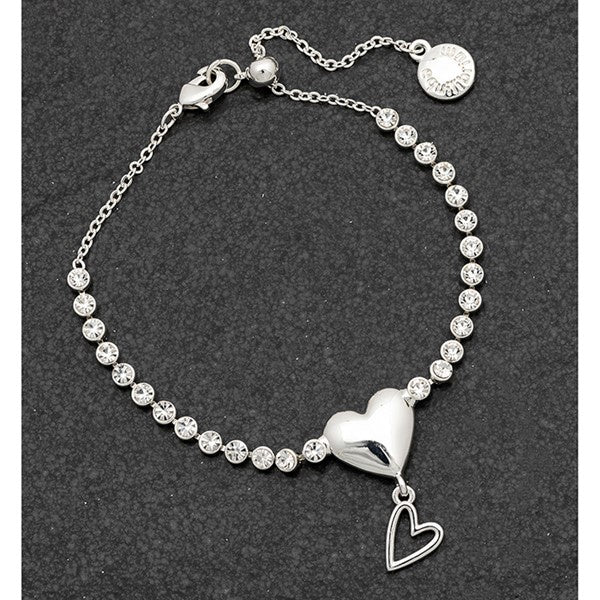 Contemporary Silver Plated Sparklet Heart Bracelet