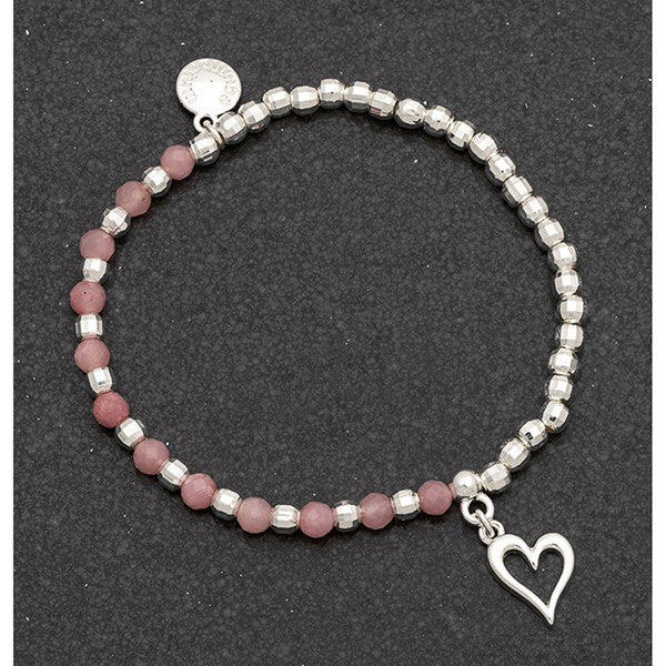 Gem Stone Silver Plated Two Halves Bracelet Rose Quartz