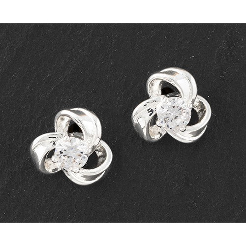 Love Knot Intricate Silver Plated Stud Earrings