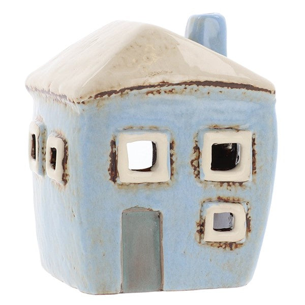 Village Pottery Square House Pale Blue Mini Tealight