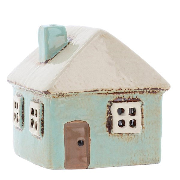 Village Pottery Square House Aqua Mini Tealight