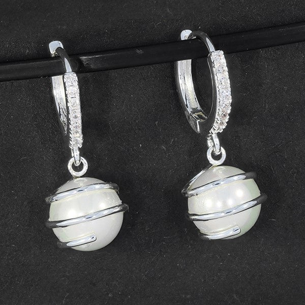 Entwined Pearl  Silver Plated Earrings