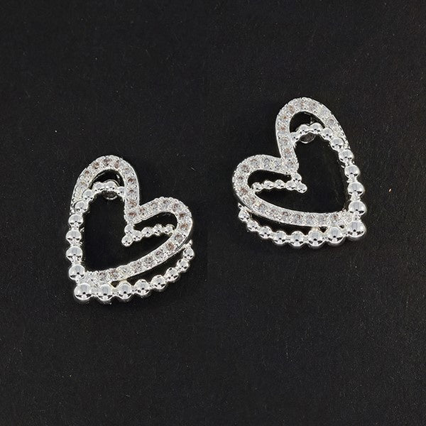 Bubbles Double Heart Silver Plated Studs