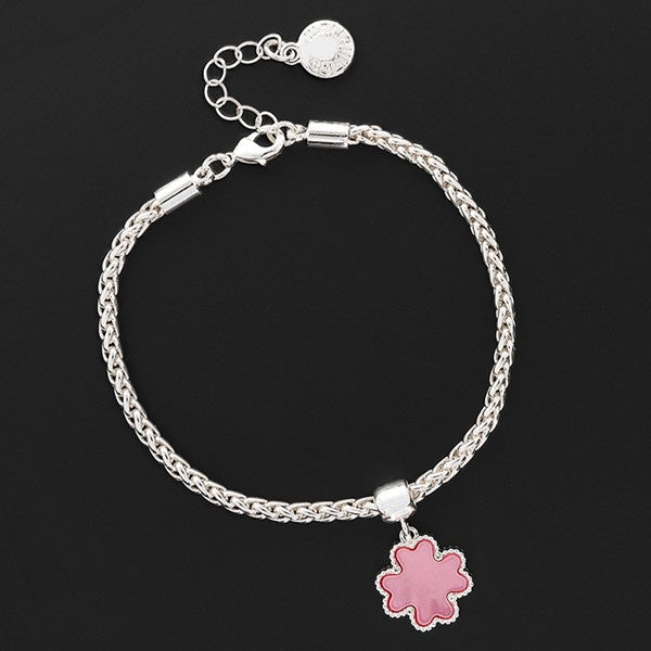 Clover Mother Of Pearl Silver Plated Mesh Bracelet