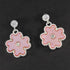 Clover Mother Of Pearl Crystal Silver Plated Earrings Pink
