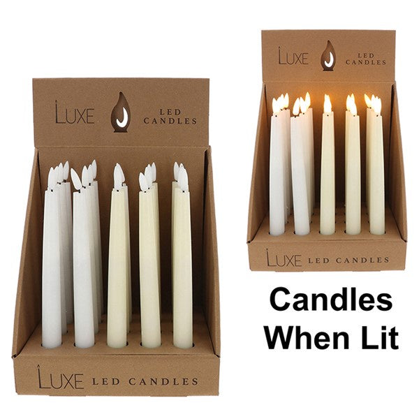 Luxe LED Taper Candle White Cream