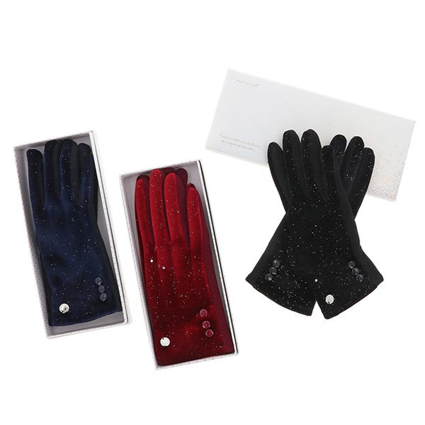 Glitter Velvet White Gift  Boxed Gloves