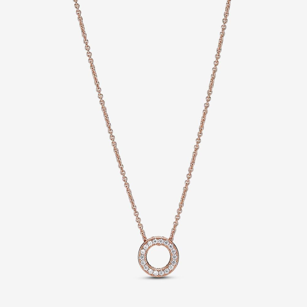 Pandora Rose Logo Pave Circle Collier Necklace 387436C01-45