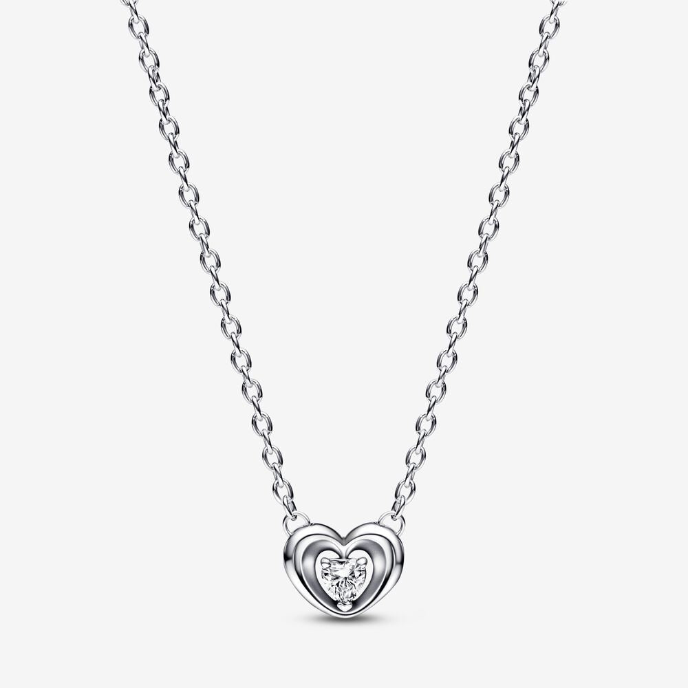 Pandora Radiant Heart & Floating Stone Pendant Collier Necklace