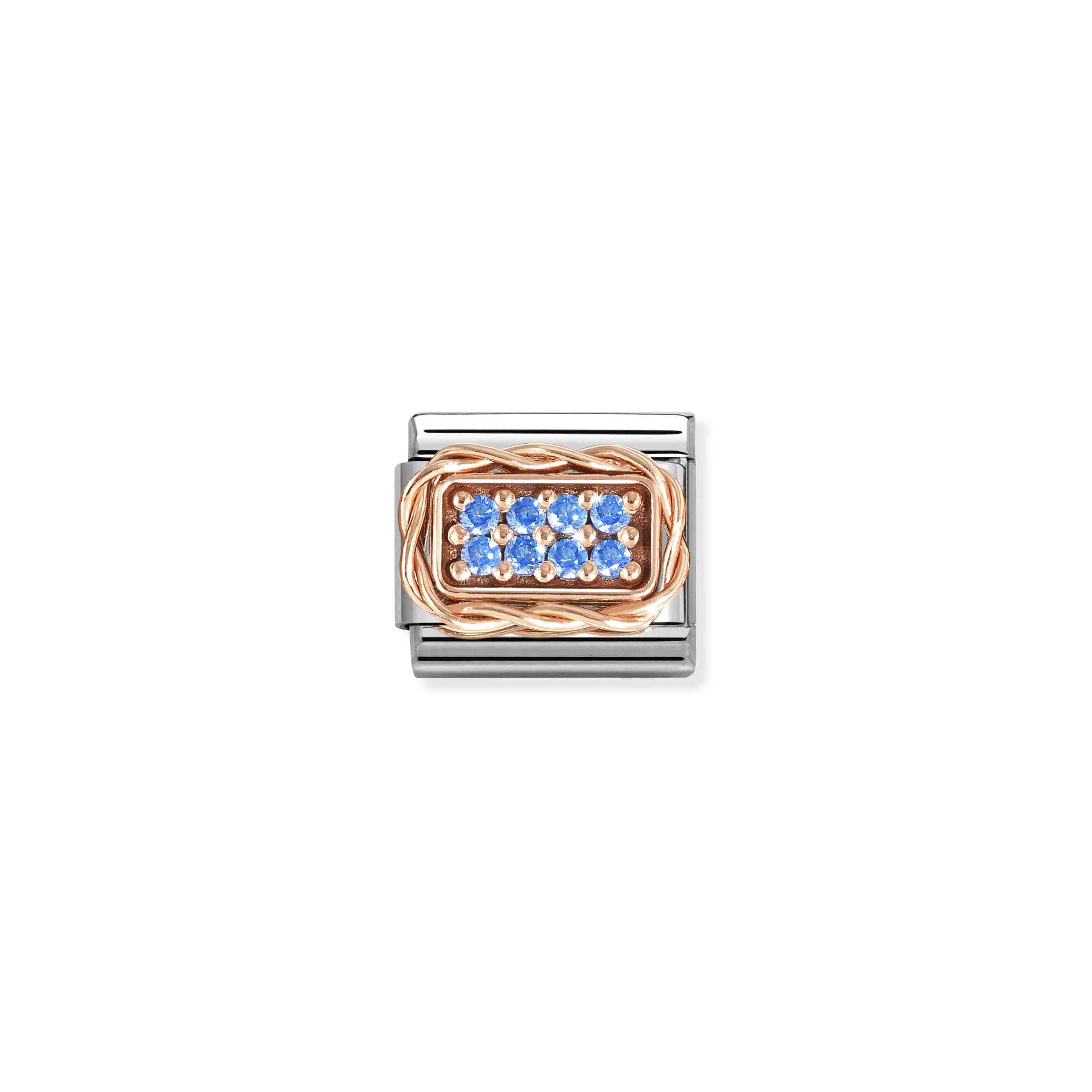 Nomination Rose Gold Light Blue Pave Charm