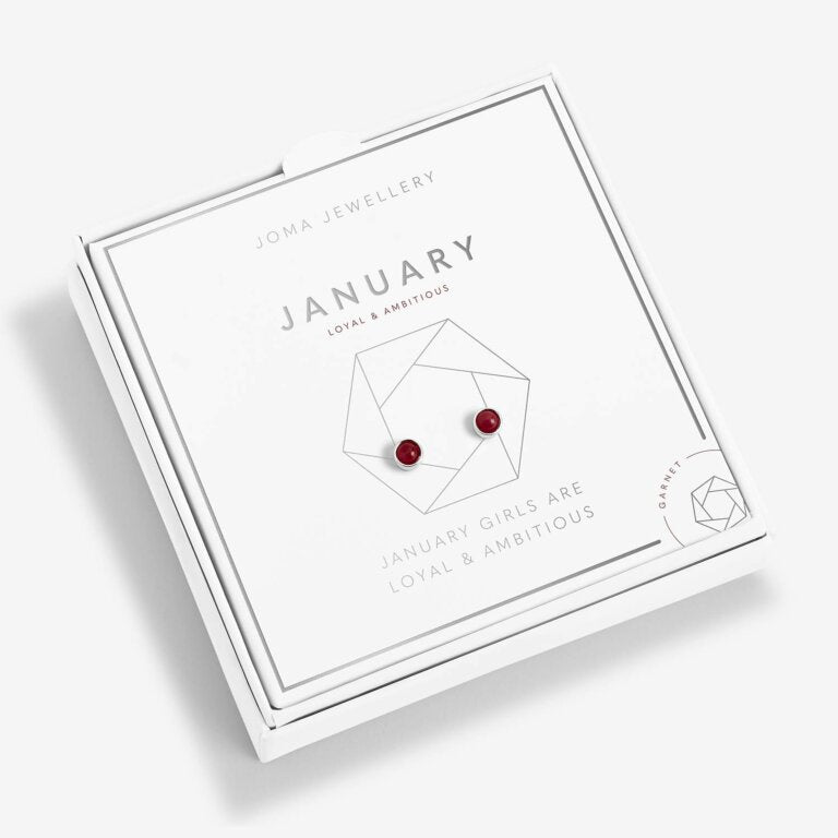 Joma January Garnet Birthstone Boxed Earrings